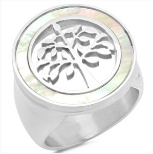 Beautiful Stainless Steel Mother of Pearl Ring